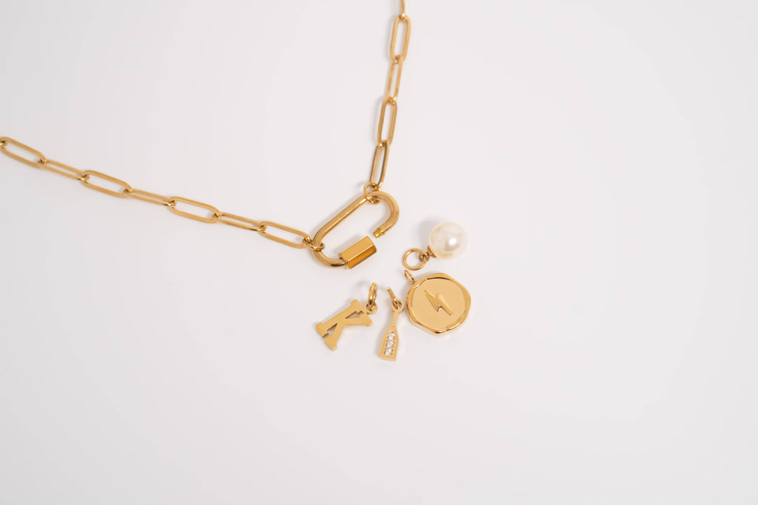 18K Gold PVD Paperclip Carabiner Necklace