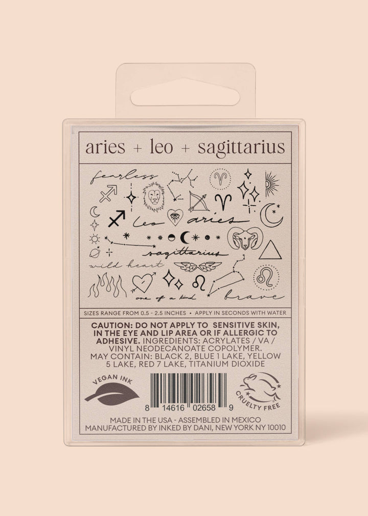 Zodiac Collection: Fire Signs Temporary Tattoo Pack