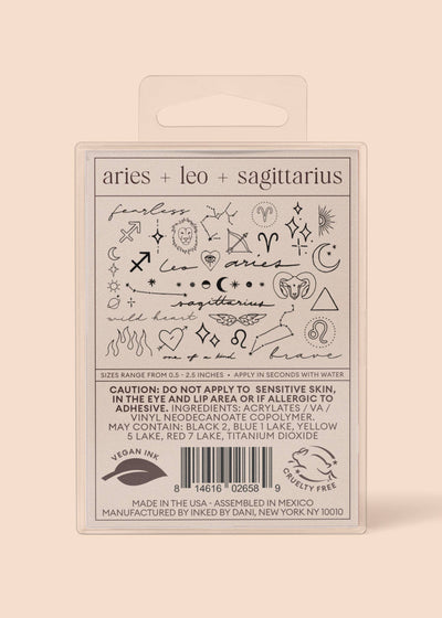 Zodiac Collection: Fire Signs Temporary Tattoo Pack