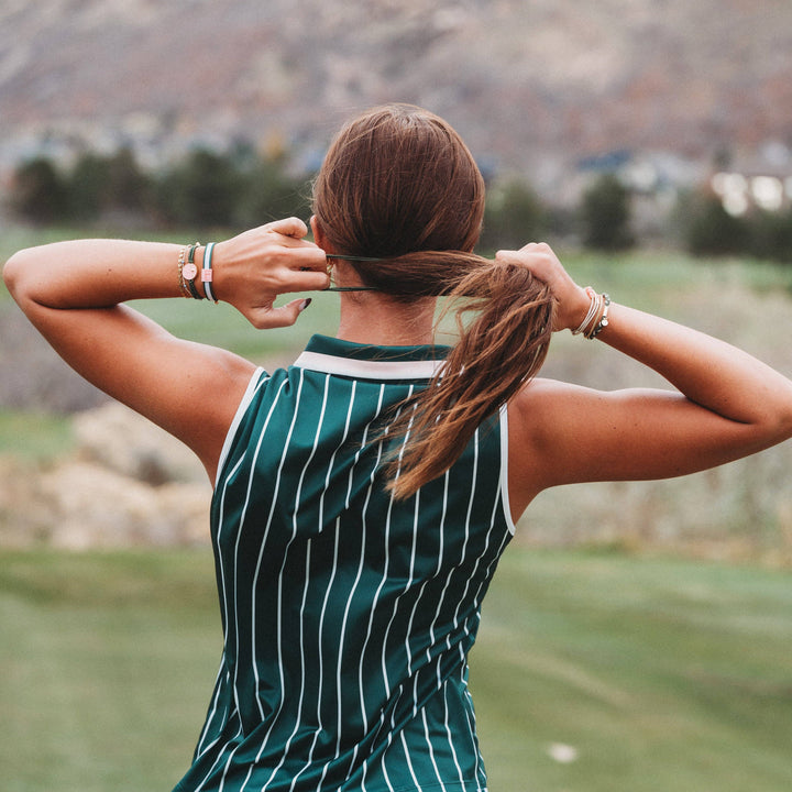 Hair Tie Bracelets -Tee Time Green and Pink with Removable Ball Marker