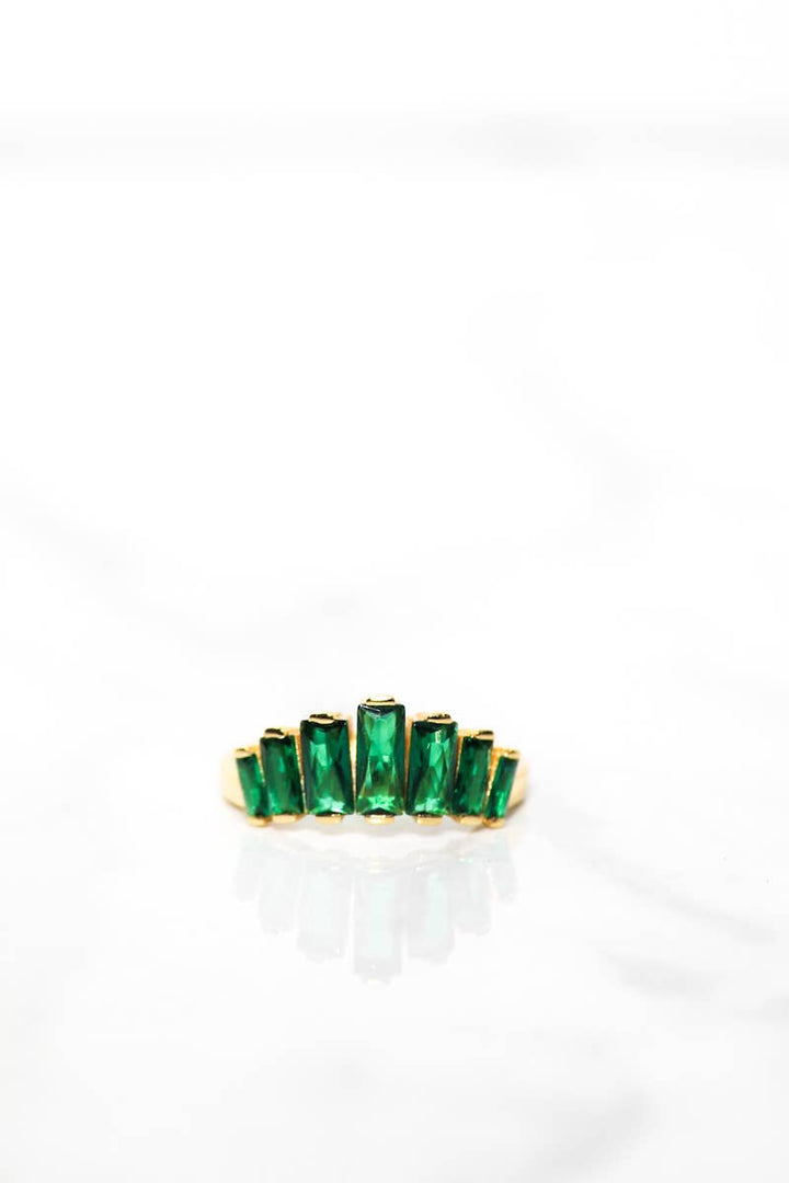 Ring-Alix Emerald 14K Gold Vermeil Crown Stack