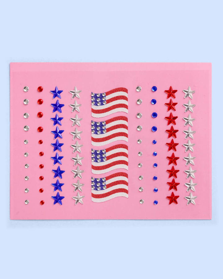 Face Gems-America | Patriotic Face Stickers, Red White Blue