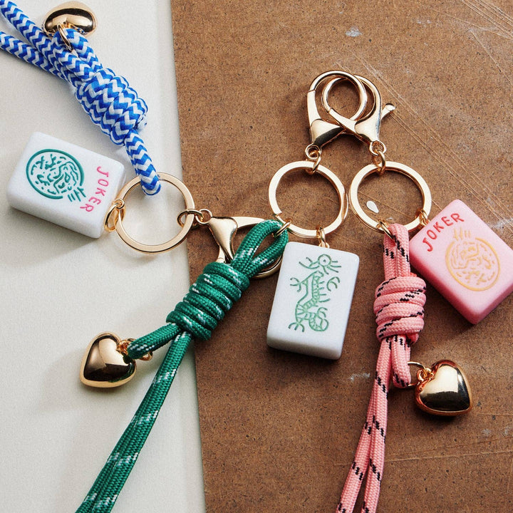 Mahjong Keychain | Heart Charm & Rope