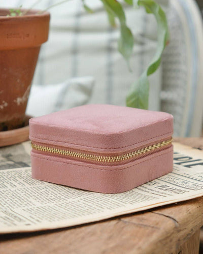 Pink Velvet Travel Jewelry Box - Corinne