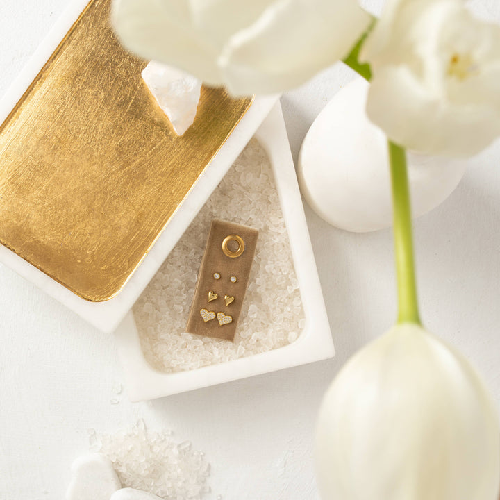 Velvet Gift Tag Trio-Gold Heart Studs