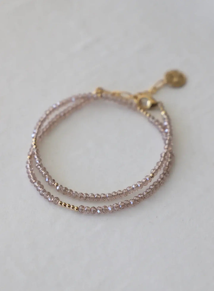 B1013CHAMP Bracelet-Champagne Petite Crystal Double Wrap