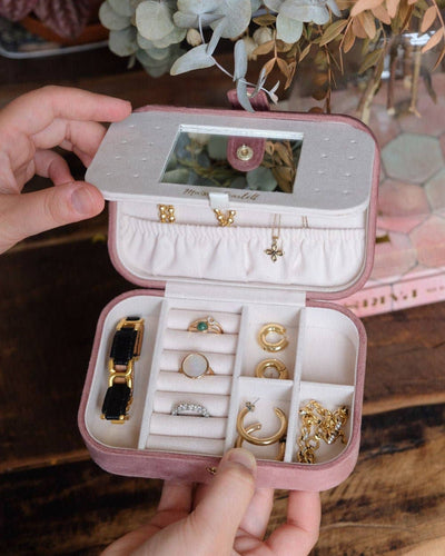 Pink Velvet Travel Jewelry Box - Brigitte