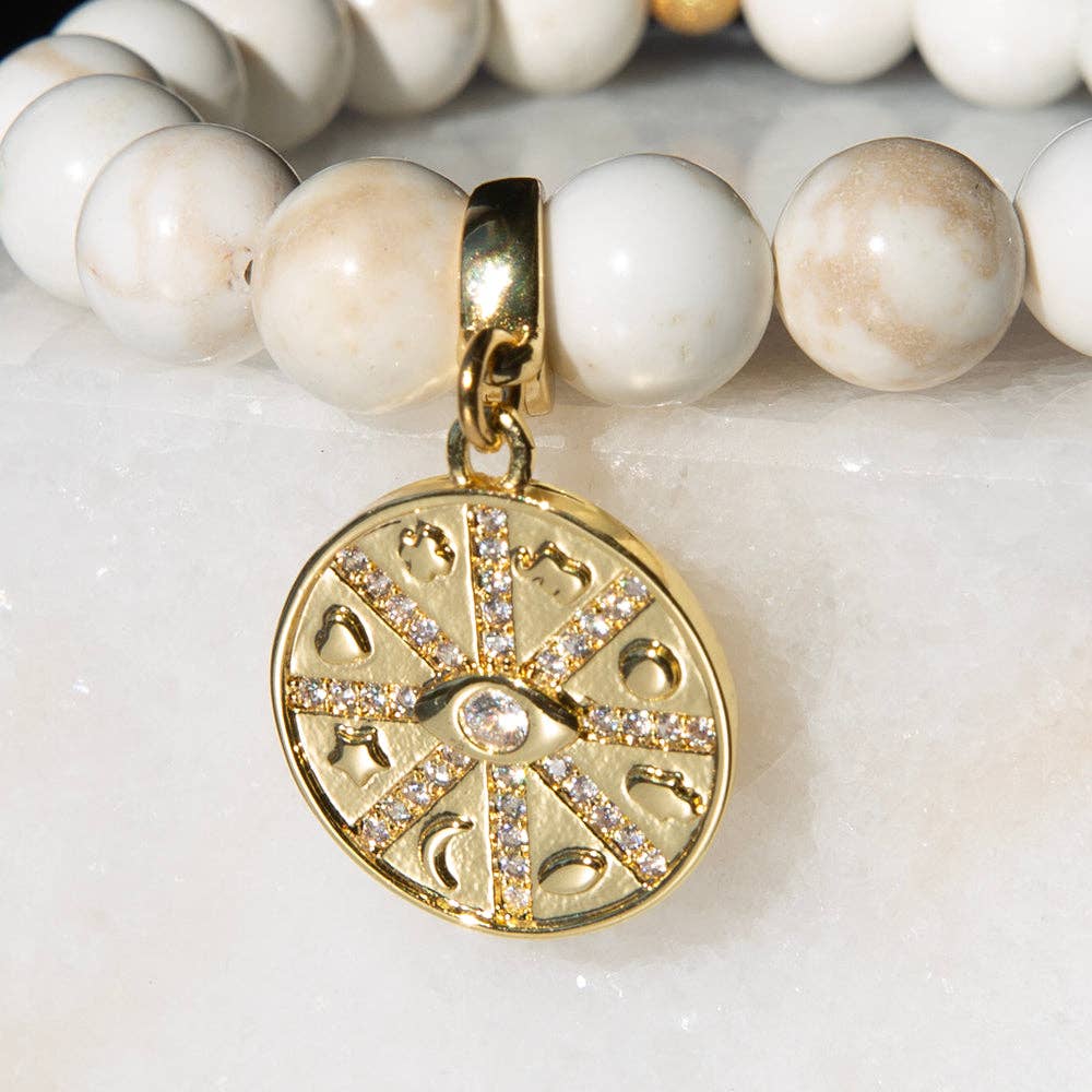 Gold Charm-Lucky Medallion CZ