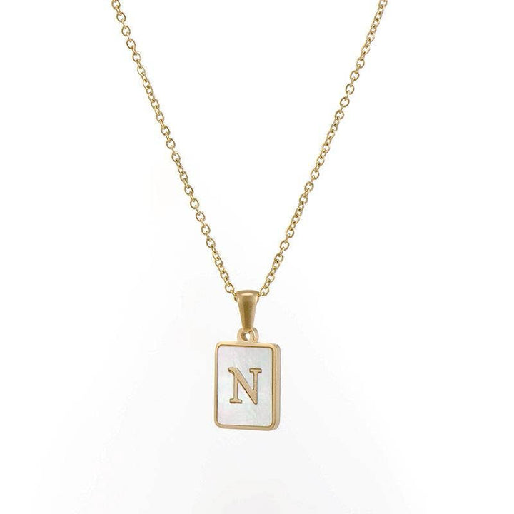 Square Initial 18K Gold-plated Shell Necklace