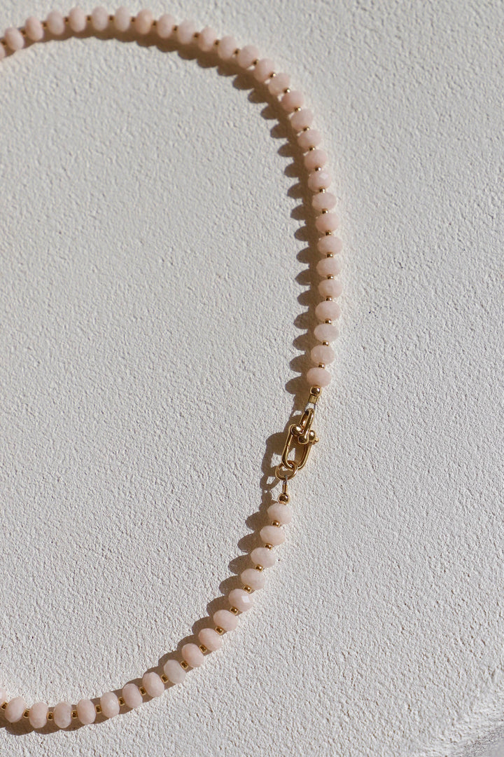 N1132 Necklace-Powder Morganite Beaded