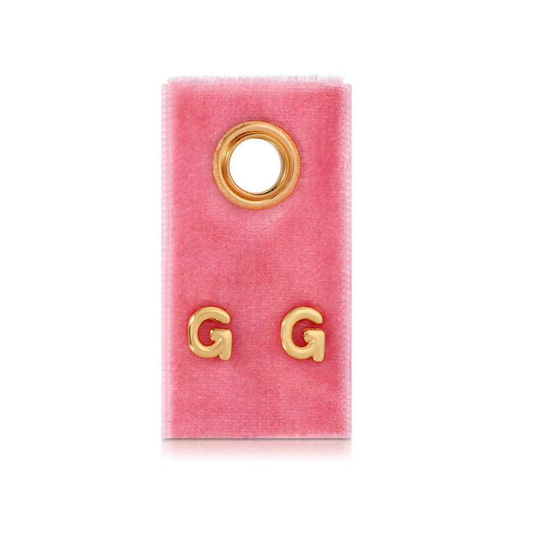 Velvet Gift Tag-Gold Initial Studs
