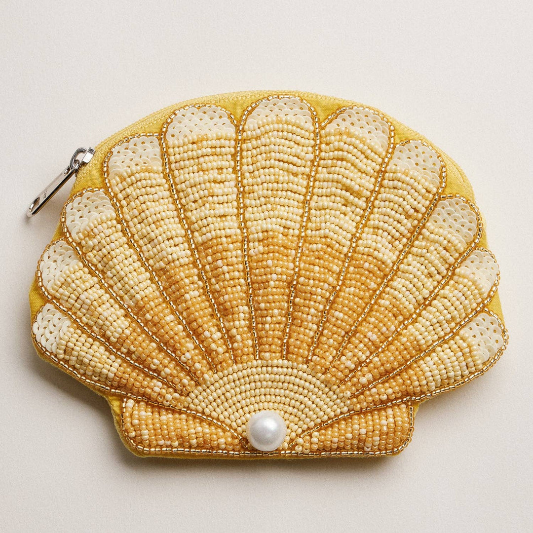 Beaded Coin Purse-Seashell with Pearl Accent
