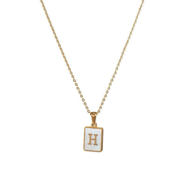 Square Initial 18K Gold-plated Shell Necklace