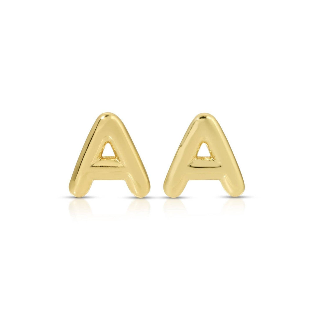 Velvet Gift Tag-Gold Initial Studs