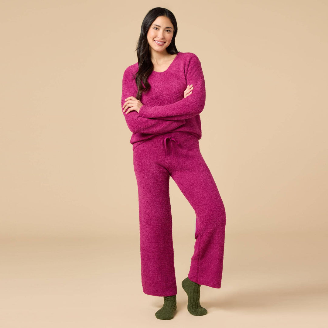 Women's Solid Marshmallow V-Neck Lounge Set