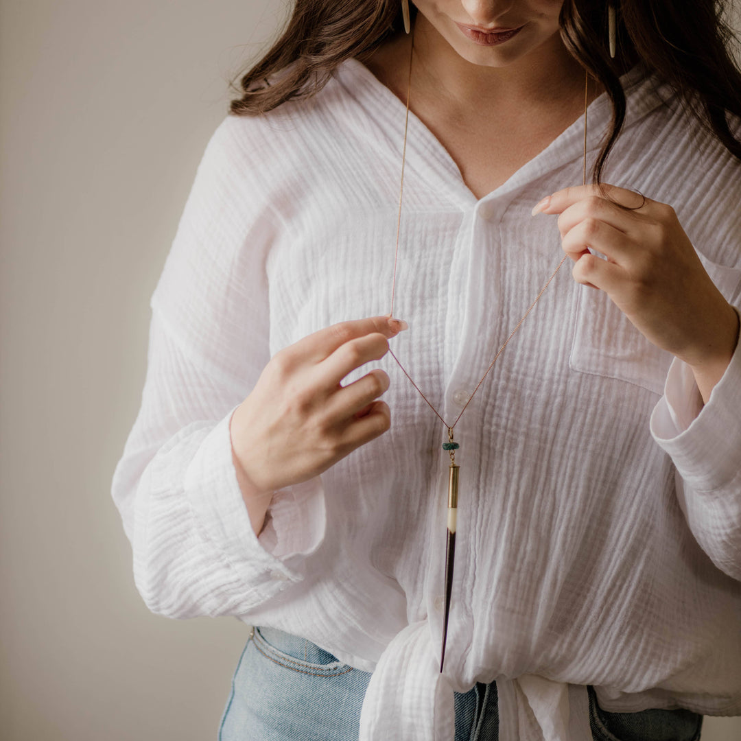 Necklace-Quill + Turquoise Necklace