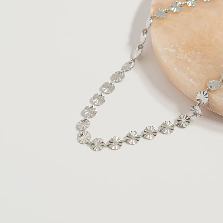 18K Gold PVD Stainless Steel Sunburst Chain Necklace
