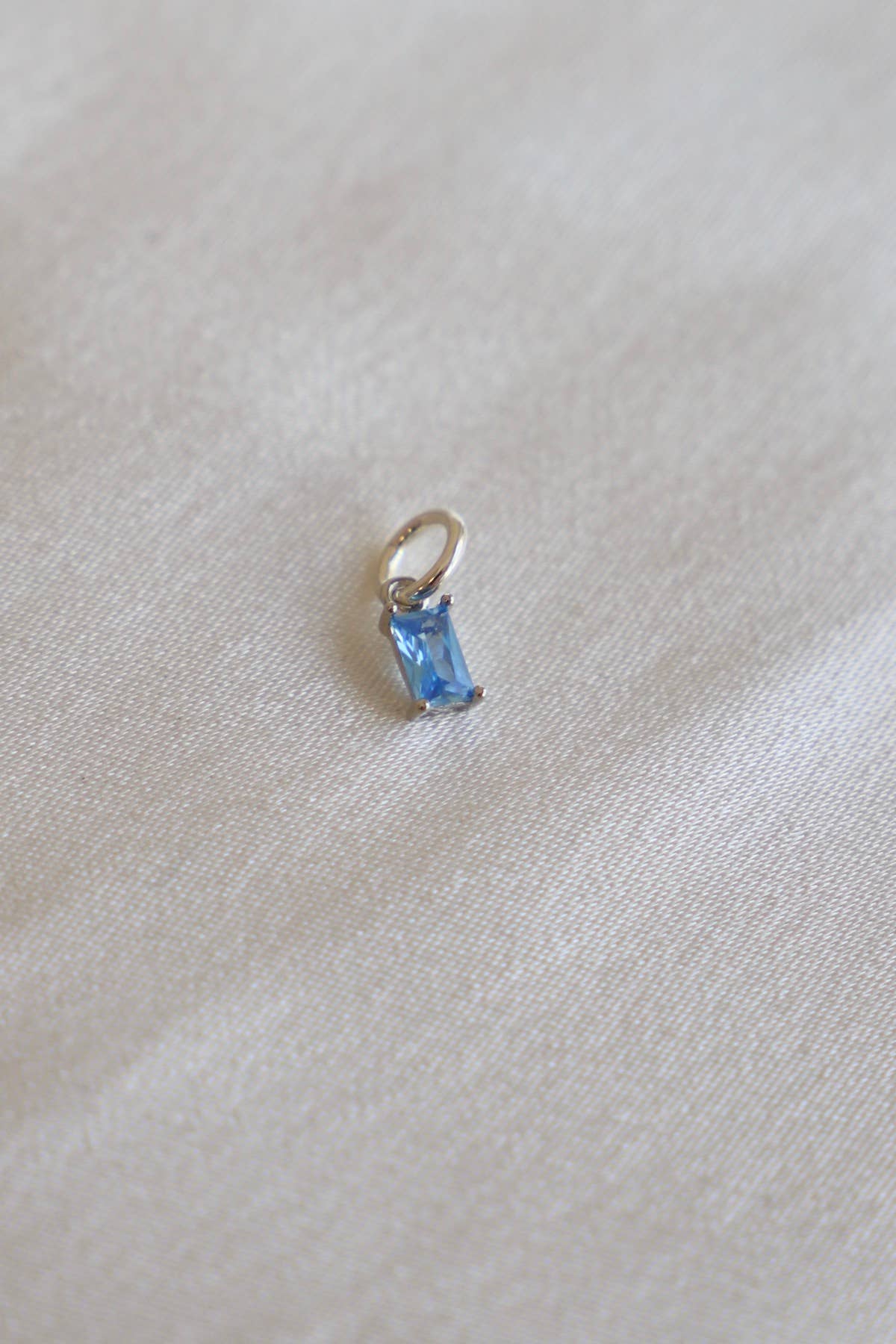 Birthstone Charm-Emerald Cut Silver