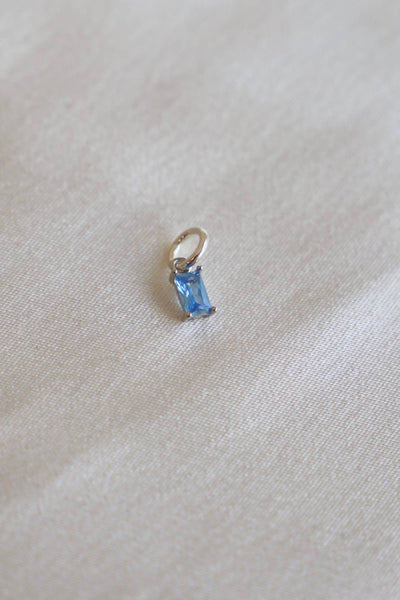 Birthstone Charm-Emerald Cut Silver