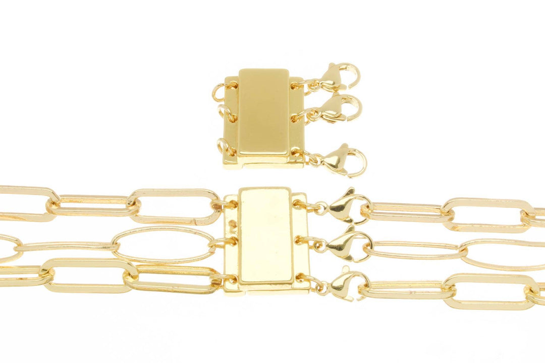 Strong Gold Magnetic Clasp Three Row for jewelry CLG400