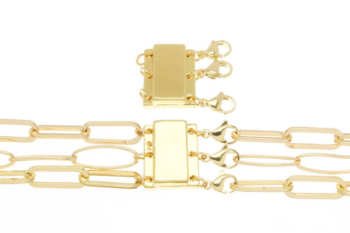 Strong Gold Magnetic Clasp Three Row for jewelry CLG400
