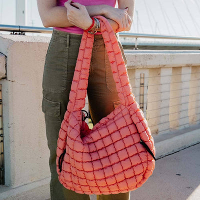 Coral X-Large Quilted Tote