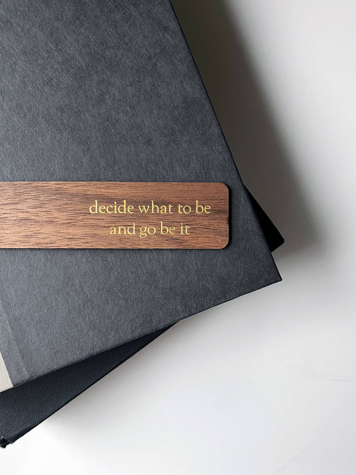 Custom Text Foil Embossed Wooden Bookmark: Gold / Evergreen