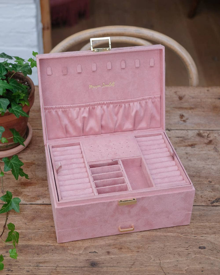 Denise-Pink Velvet Jewelry Box