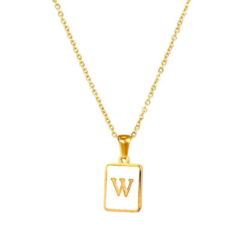Square Initial 18K Gold-plated Shell Necklace