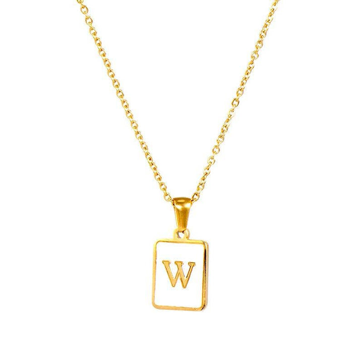 Square Initial 18K Gold-plated Shell Necklace
