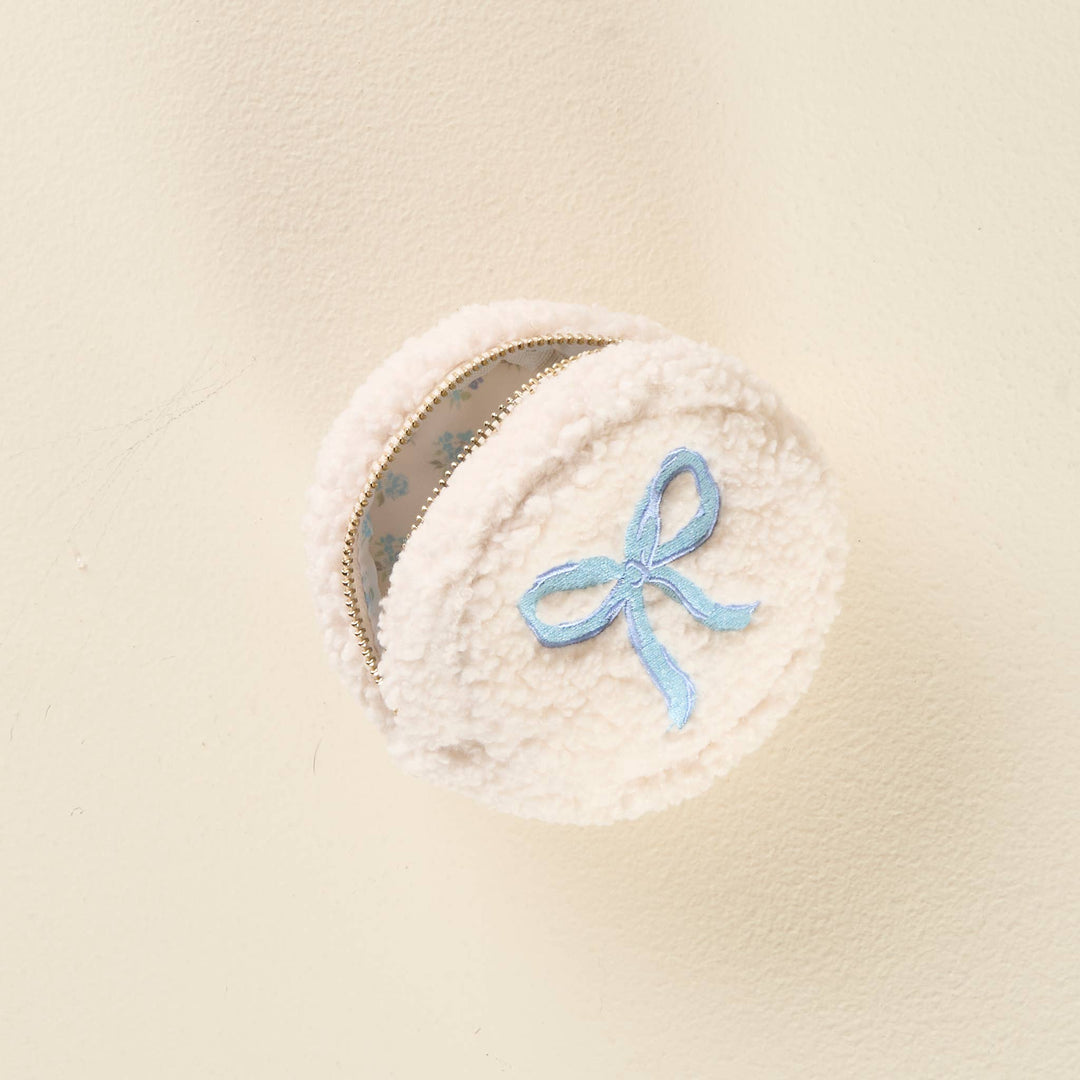 Teddy Pouch Circle-Bow Blue