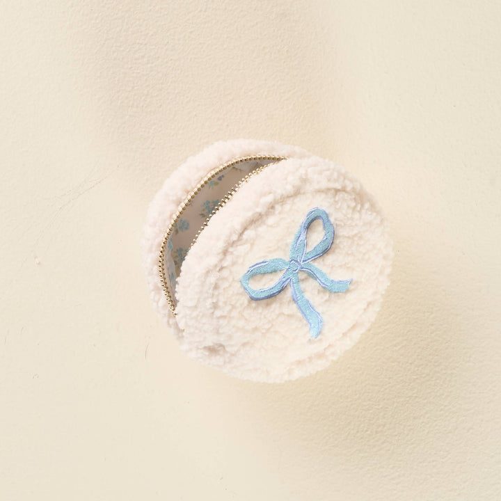 Teddy Pouch Circle-Bow Blue