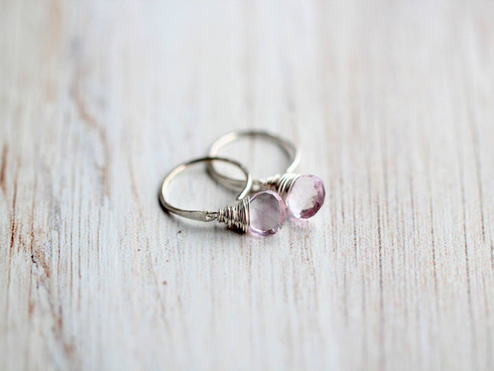 Earrings-Pink Amethyst Dangle Hugs