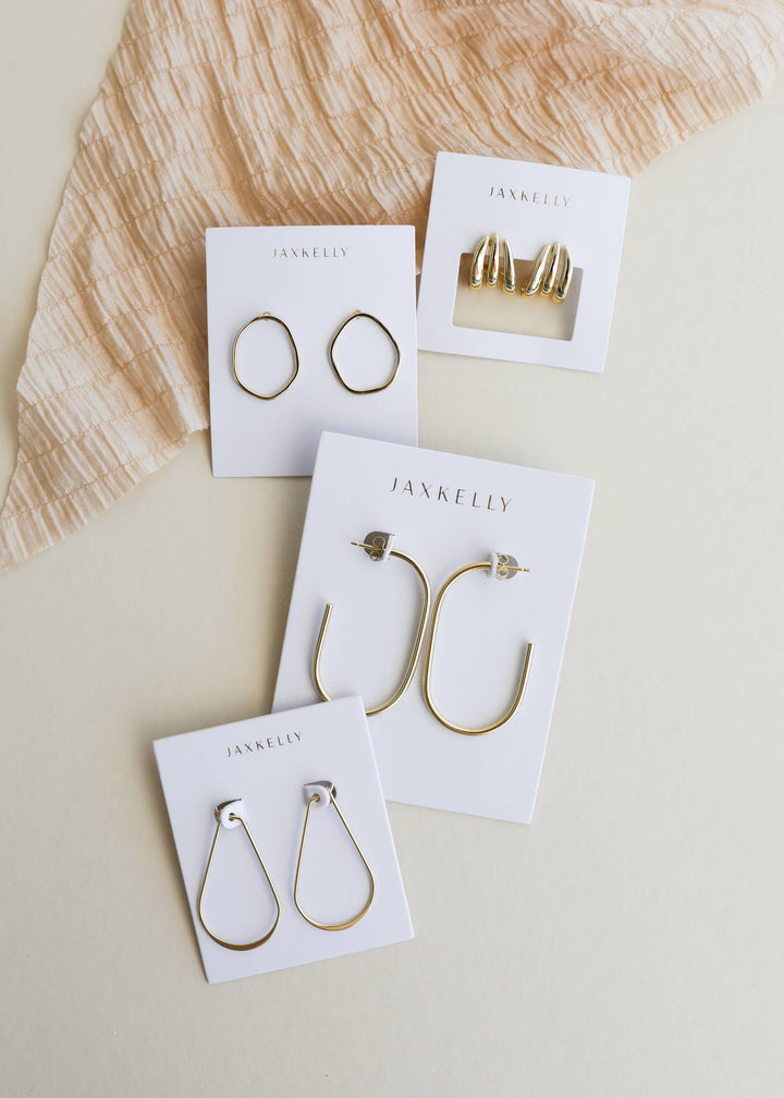 Earrings-Gold Three Hoop Huggies
