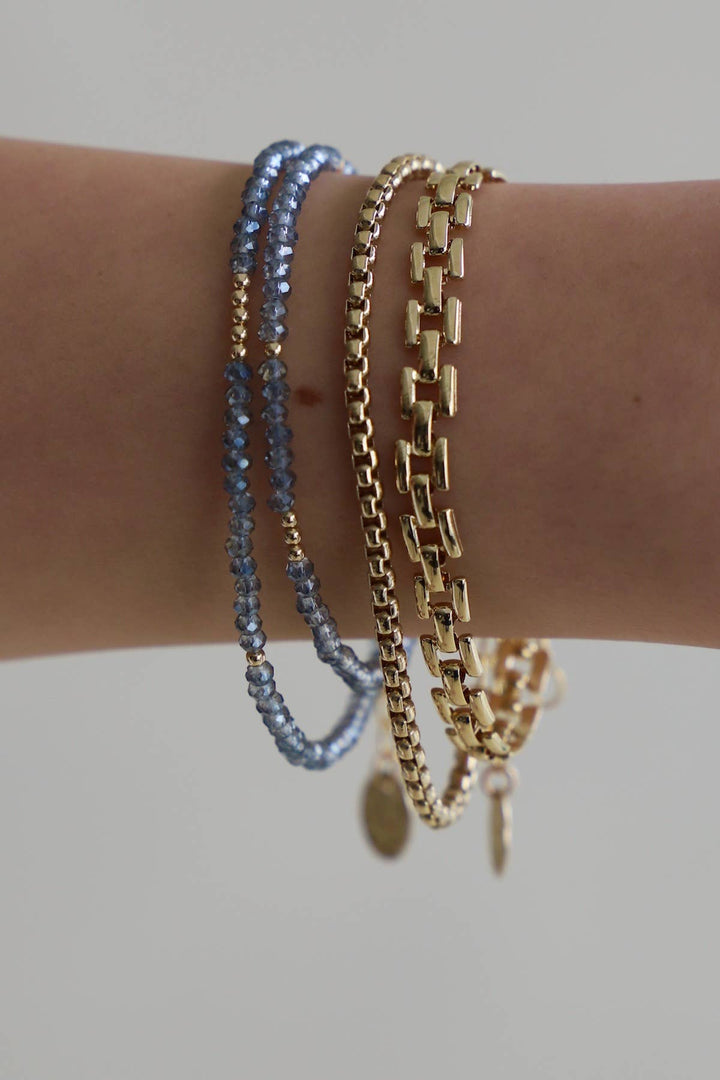 B1013LTBLUEG Bracelet-Light Blue Petite Crystal Double Wrap