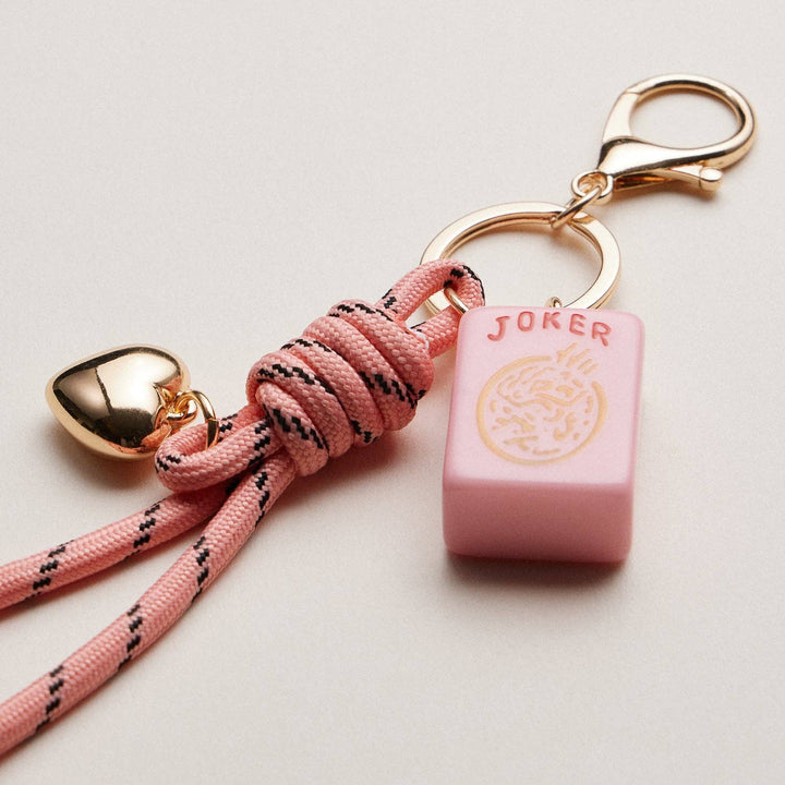 Mahjong Keychain | Heart Charm & Rope