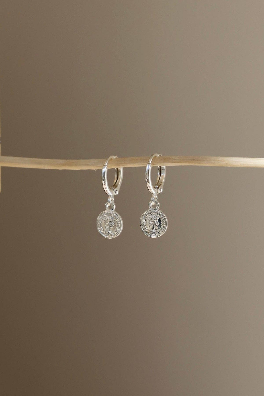 E1798 Silver Earrings-Mira Coin Huggies