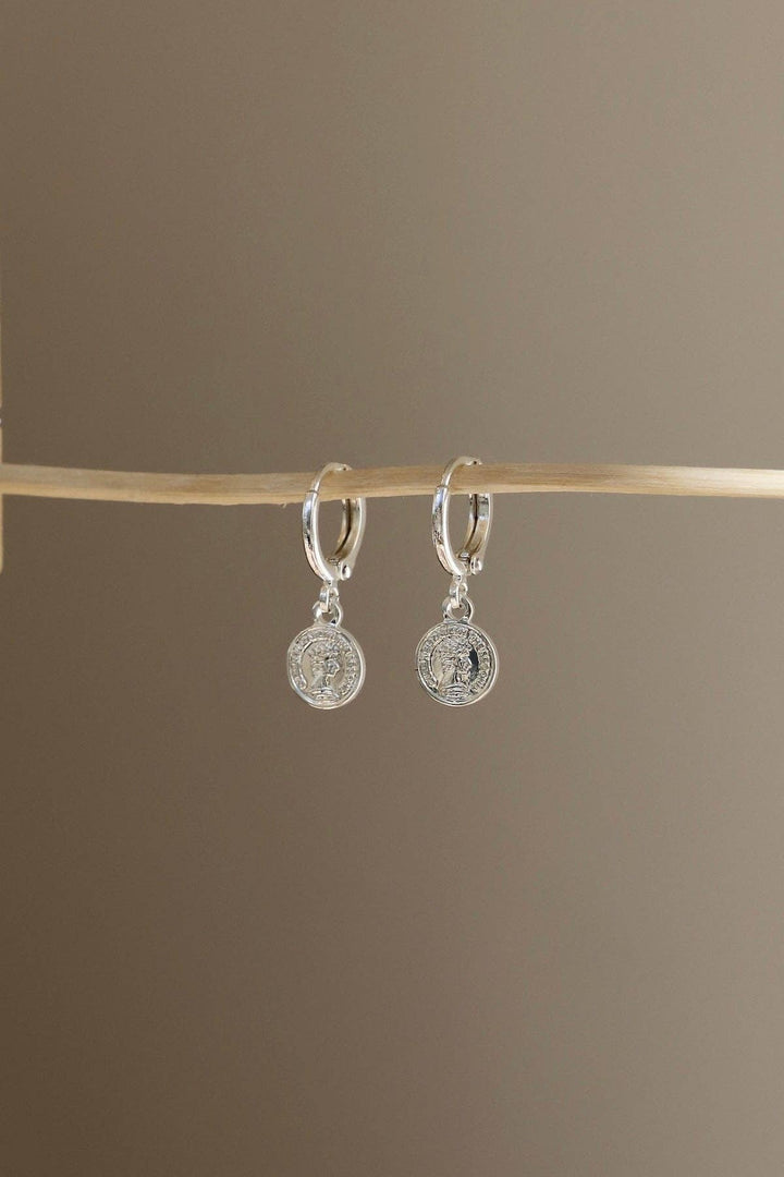 E1798 Silver Earrings-Mira Coin Huggies