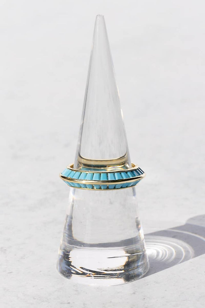 Ring-Yellow Gold + Turquoise Razor Edge