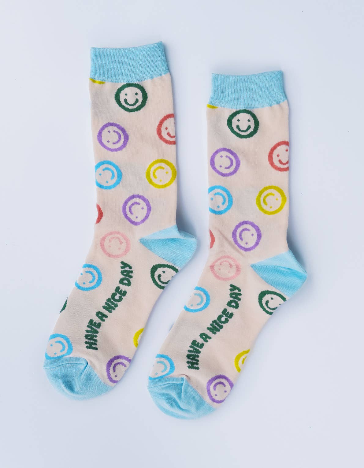 100% Cotton Women's Crew Socks-Smiley