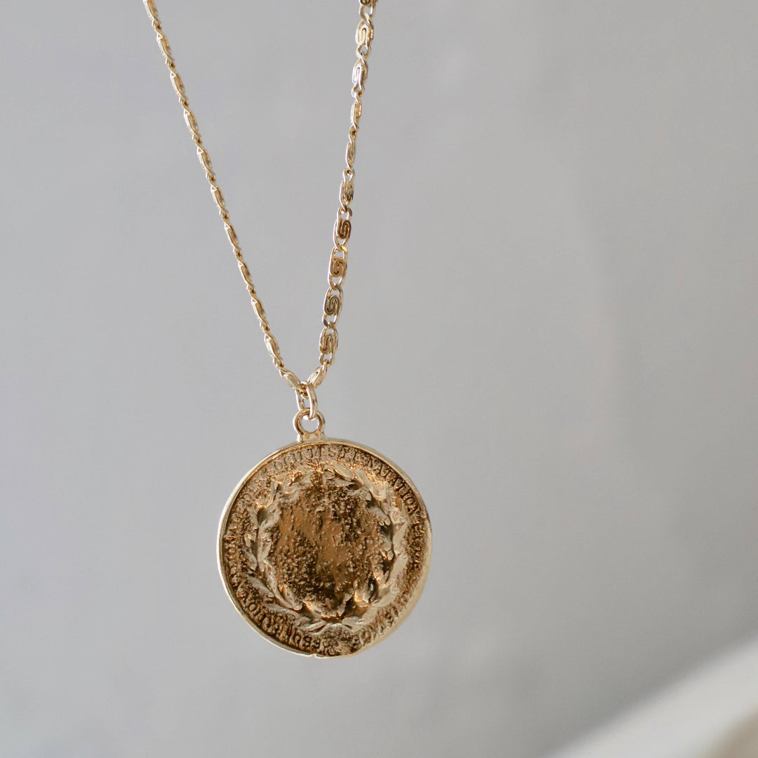 CN1405 Gold Necklace-Vintage French Coin