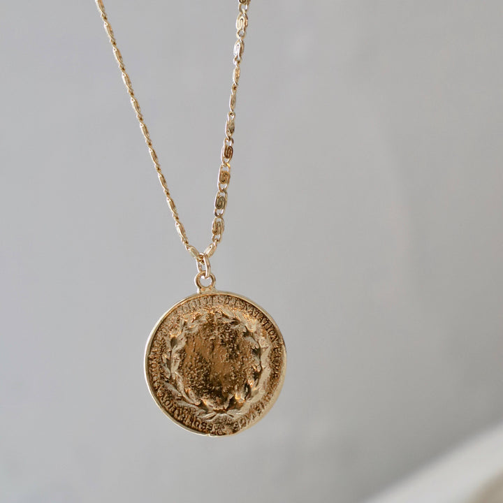 CN1405 Gold Necklace-Vintage French Coin