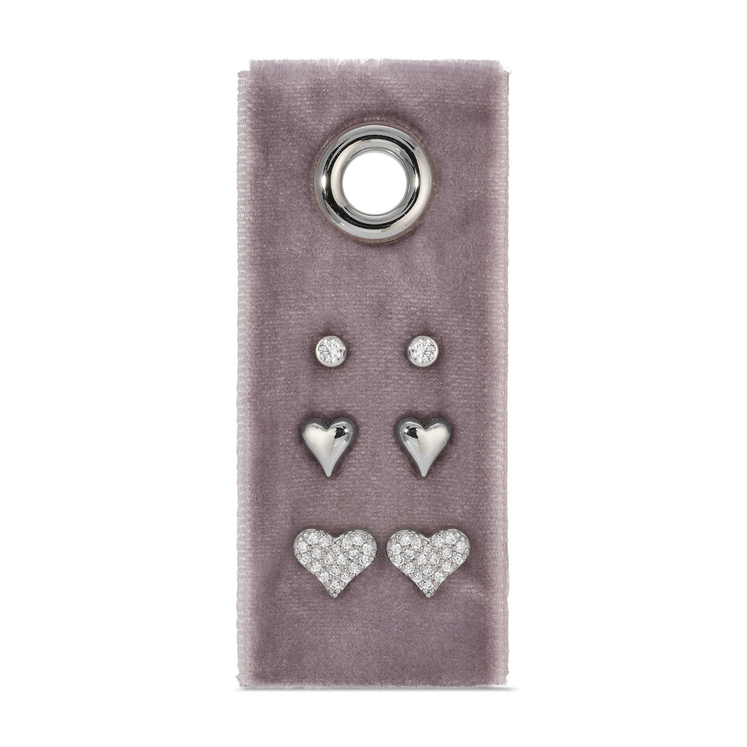 Velvet Gift Tag Trio-Gold Heart Studs