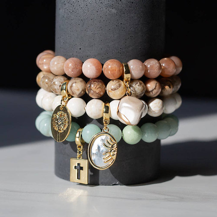 Gold Charm-Sun & Moon Mother of Pearl