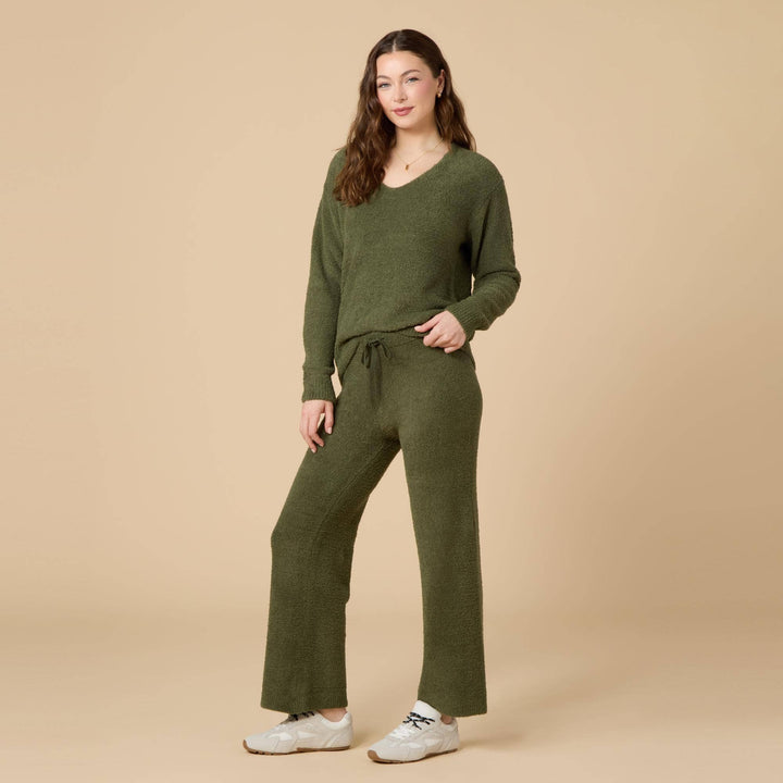 Women's Solid Marshmallow V-Neck Lounge Set