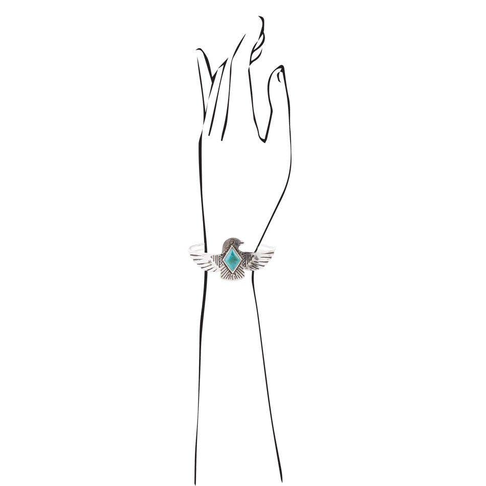 Bracelet-Turquoise and Sterling Silver Phoenix Cuff