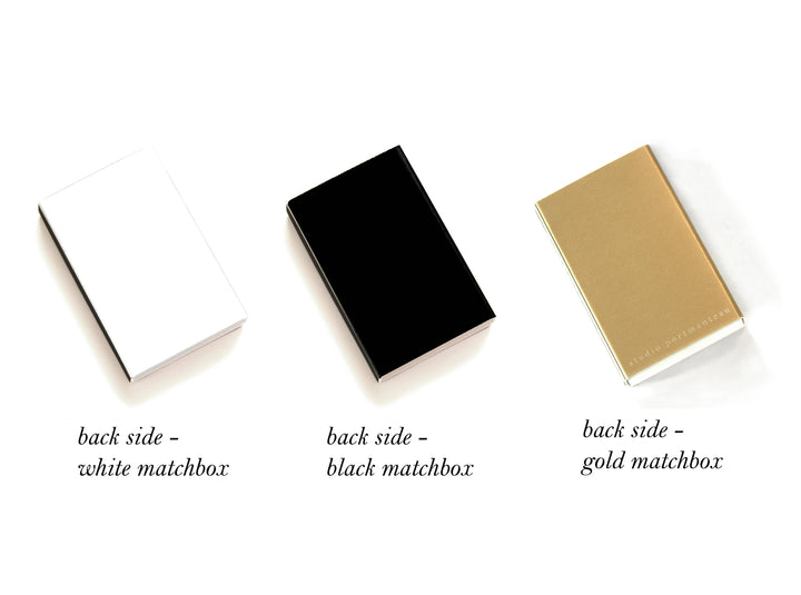 Custom Text Foil Embossed Matchbox: Terracotta on White