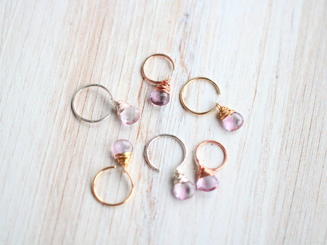 Earrings-Pink Amethyst Dangle Hugs