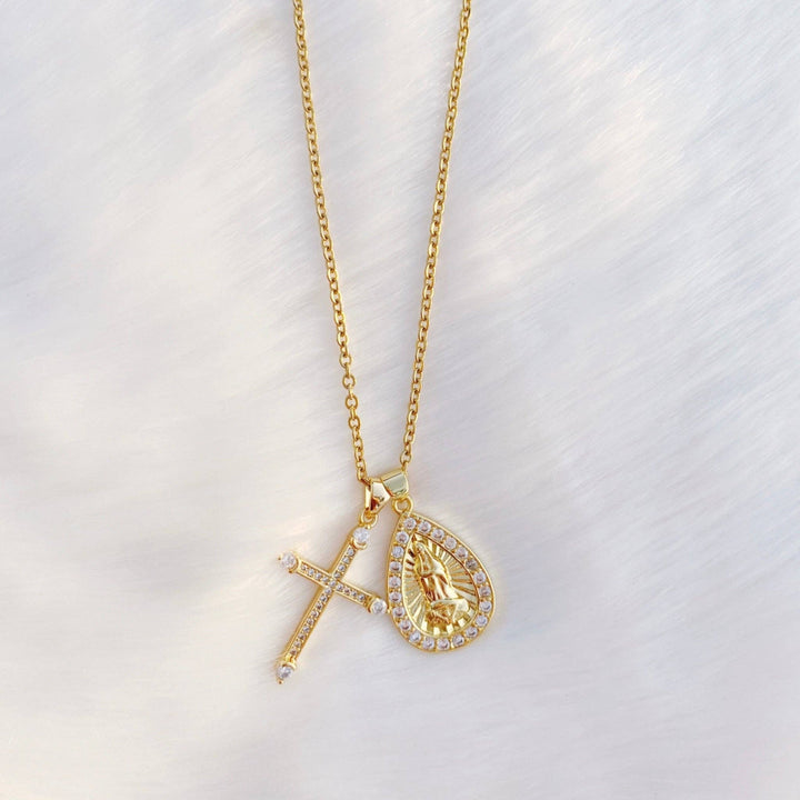 Necklace-Tears of the Saints Double Charm Religious Pendant