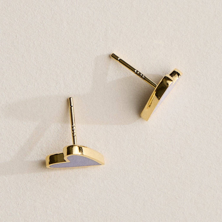 Enamel Heart 18K Gold Dip Stud Earrings